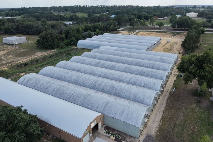 Aerial view of greenhouses in Central Florida